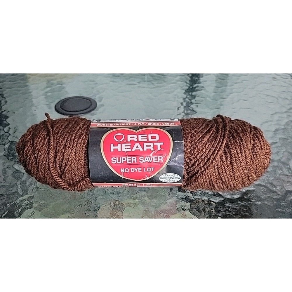 VTG Red Heart Super Saver Yarn 0382 Brown Acrylic 4 PLY‎ Knit USA